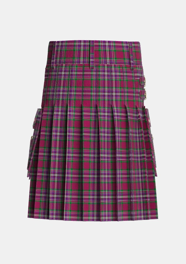 Utility_Lendrum_Lyon_version_Tartan_3366_kilt_back_image_with_pleated_design_and_adjustable_buckles_for_men
