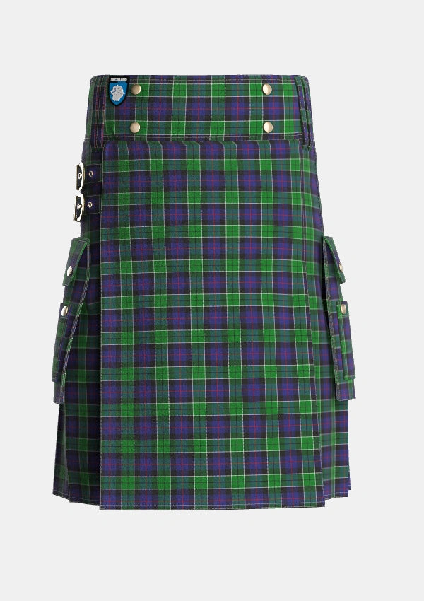 Utility_Leslie_Hunting_Tartan_1113_kilt_front_image_with_pleated_design_and_adjustable_buckles_for_men