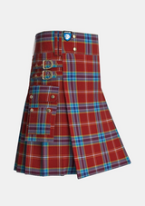 Utility_Lobster_Fishery_Tartan_13679_kilt_side_image_with_pleated_design_and_adjustable_buckles_for_men