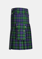 Utility_Loch_Carron_tartan_731_kilt_left_image_with_pleated_design_and_adjustable_buckles_for_men