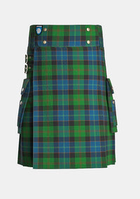 Utility_Lochaber_Tartan_685_kilt_front_image_with_pleated_design_and_adjustable_buckles_for_men
