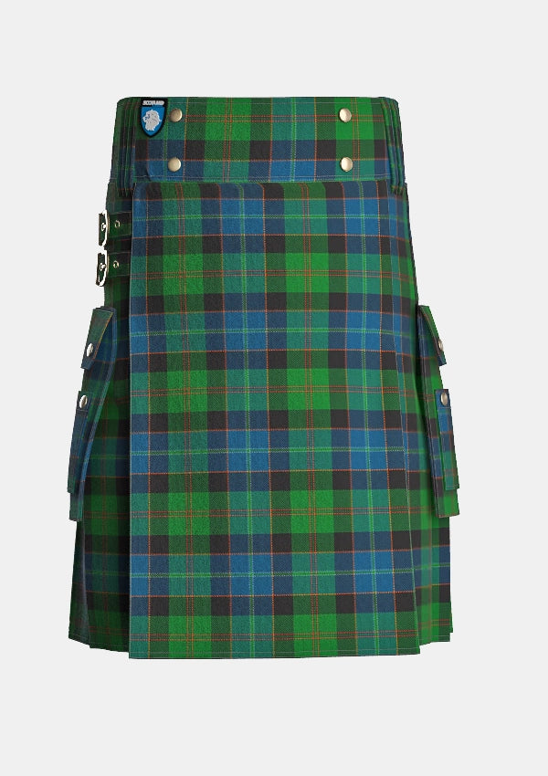 Utility_Lochaber_Tartan_685_kilt_front_image_with_pleated_design_and_adjustable_buckles_for_men