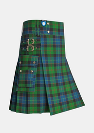 Utility_Lochaber_Tartan_685_kilt_side_image_with_pleated_design_and_adjustable_buckles_for_men
