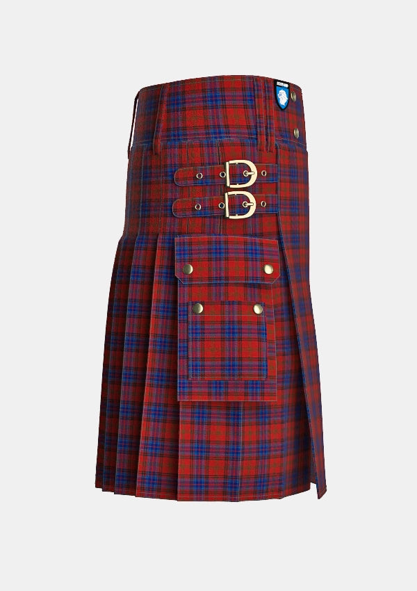 Utility_Lochcarron_Dress_Tartan_5463_kilt_right_image_with_pleated_design_and_adjustable_buckles_for_men