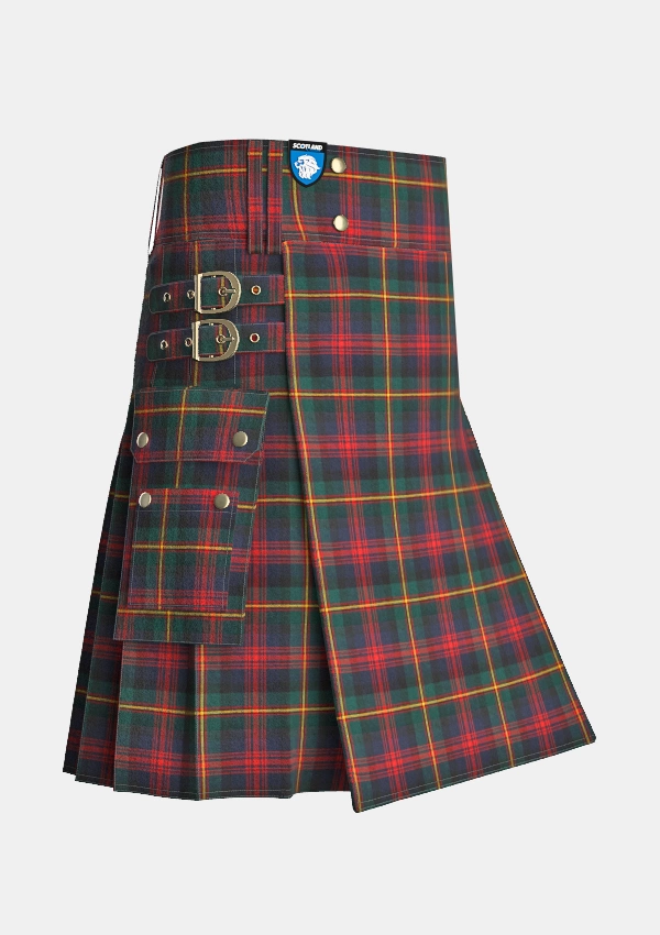 Utility_Logan_Modern_Tartan_kilt_side_image_with_pleated_design_and_adjustable_buckles_for_men