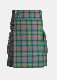 Utility_Logan_tartan_490_kilt_front_image_with_pleated_design_and_adjustable_buckles_for_men