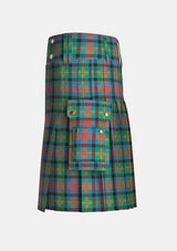 Utility_Logan_tartan_490_kilt_left_image_with_pleated_design_and_adjustable_buckles_for_men