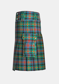 Utility_Logan_tartan_490_kilt_left_image_with_pleated_design_and_adjustable_buckles_for_men