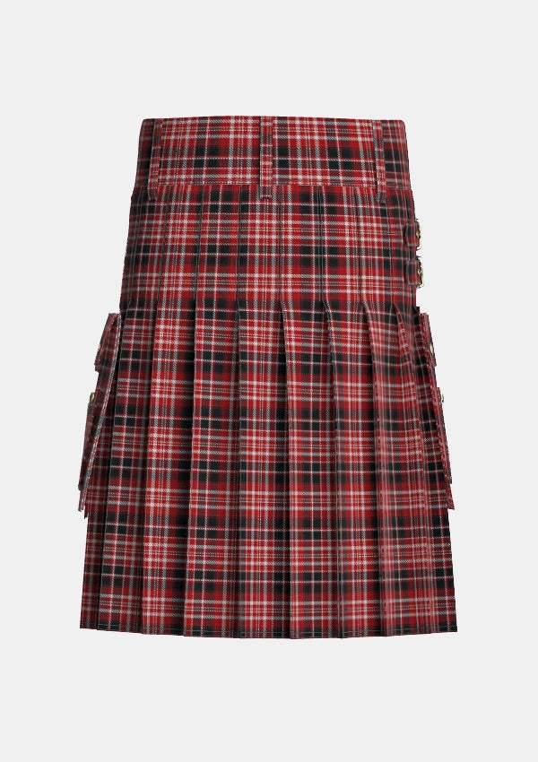 Utility_Loganair_Tartan_11744_kilt_back_image_with_pleated_design_and_adjustable_buckles_for_men
