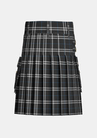 Utility_London_Fog_Black_Tartan_7269_kilt_back_image_with_pleated_design_and_adjustable_buckles_for_men