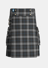 Utility_London_Fog_Black_Tartan_7269_kilt_front_image_with_pleated_design_and_adjustable_buckles_for_men