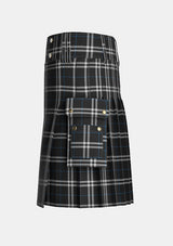 Utility_London_Fog_Black_Tartan_7269_kilt_left_image_with_pleated_design_and_adjustable_buckles_for_men