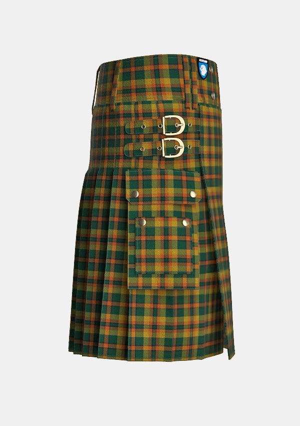 Utility_Londonderry_County_Tartan_2279_kilt_right_image_with_pleated_design_and_adjustable_buckles_for_men