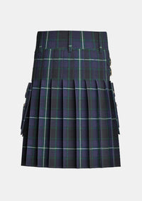 Utility_Longmuir_Tartan_kilt_back_image_with_pleated_design_and_adjustable_buckles_for_men