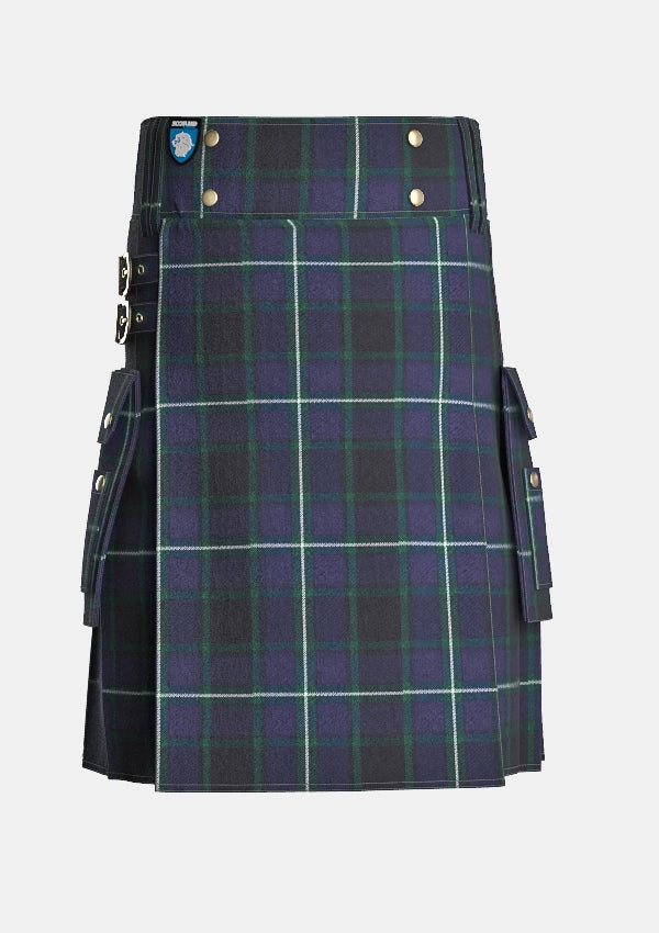 Utility_Longmuir_Tartan_kilt_front_image_with_pleated_design_and_adjustable_buckles_for_men