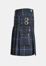 Utility_Longmuir_Tartan_kilt_right_image_with_pleated_design_and_adjustable_buckles_for_men