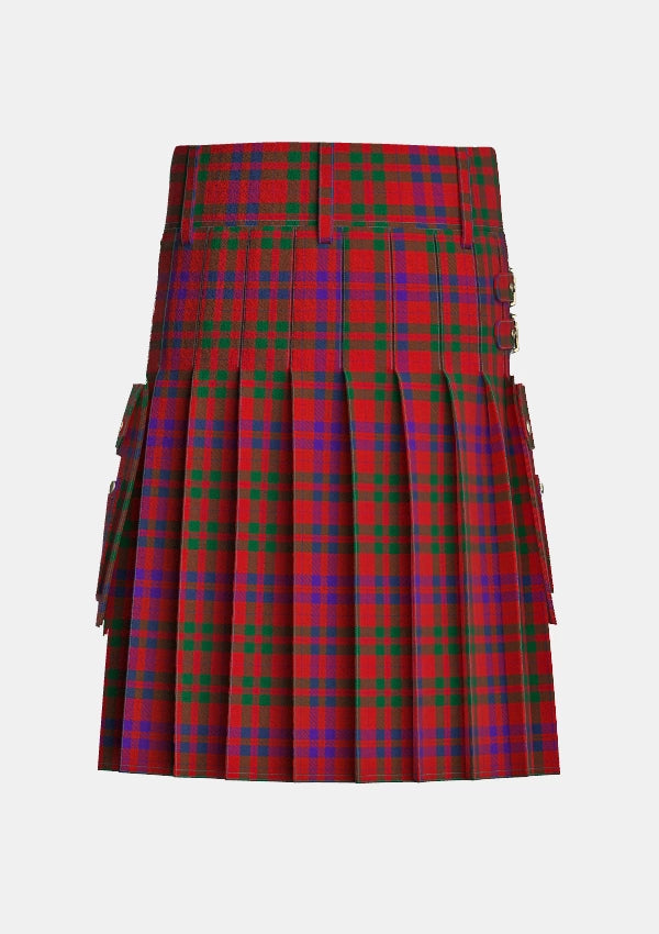 Utility_Lovat_or_Fraser_Tartan_400_kilt_back_image_with_pleated_design_and_adjustable_buckles_for_men
