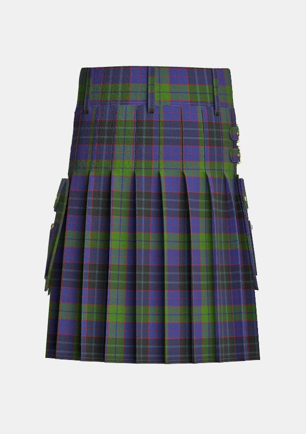 Utility_Lumsden_Hunting_tartan_2366_kilt_back_image_with_pleated_design_and_adjustable_buckles_for_men