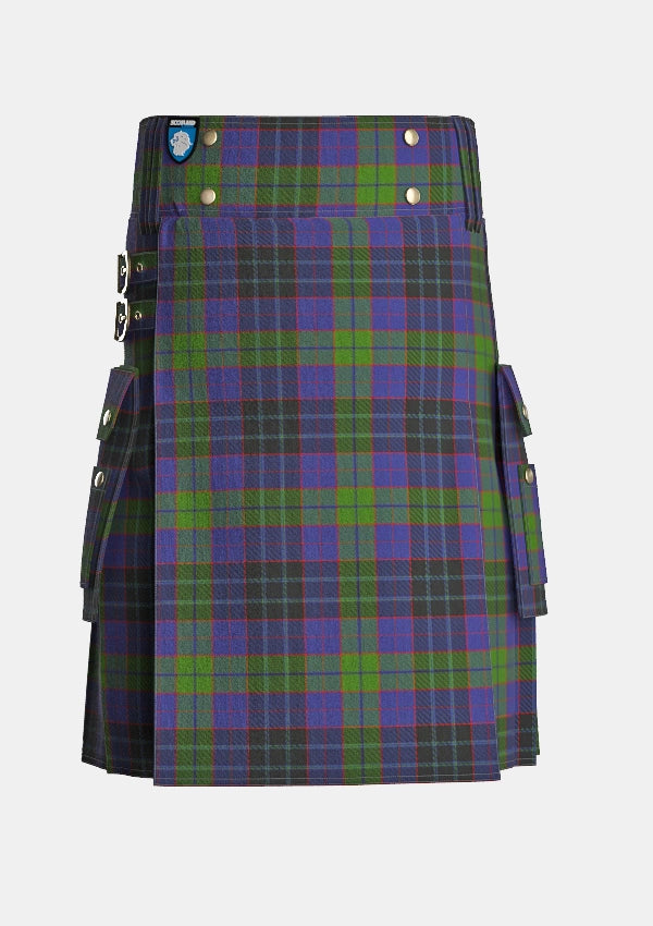 Utility_Lumsden_Hunting_tartan_2366_kilt_front_image_with_pleated_design_and_adjustable_buckles_for_men