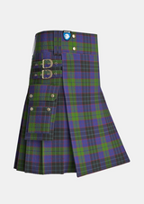 Utility_Lumsden_Hunting_tartan_2366_kilt_side_image_with_pleated_design_and_adjustable_buckles_for_men