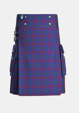 Utility_Lynch_tartan_2163_kilt_front_image_with_pleated_design_and_adjustable_buckles_for_men