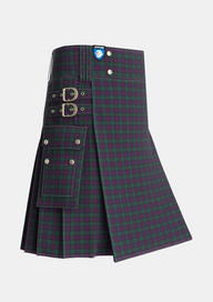 Utility_MacArthur_of_Milton_Hunting_Tartan_700_kilt_side_image_with_pleated_design_and_adjustable_buckles_for_men