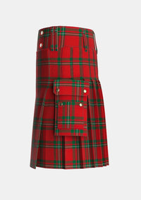 Utility_MacAulay_of_Ardincaple_Tartan_1338_kilt_left_image_with_pleated_design_and_adjustable_buckles_for_men