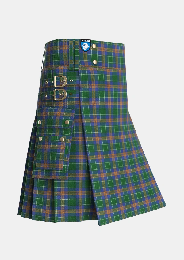 Utility_MacAuliffe_McAucliffe_Tartan_2839_kilt_side_image_with_pleated_design_and_adjustable_buckles_for_men