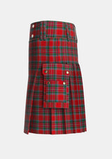 Utility_MacBean_Clan_Tartan_925_kilt_left_image_with_pleated_design_and_adjustable_buckles_for_men
