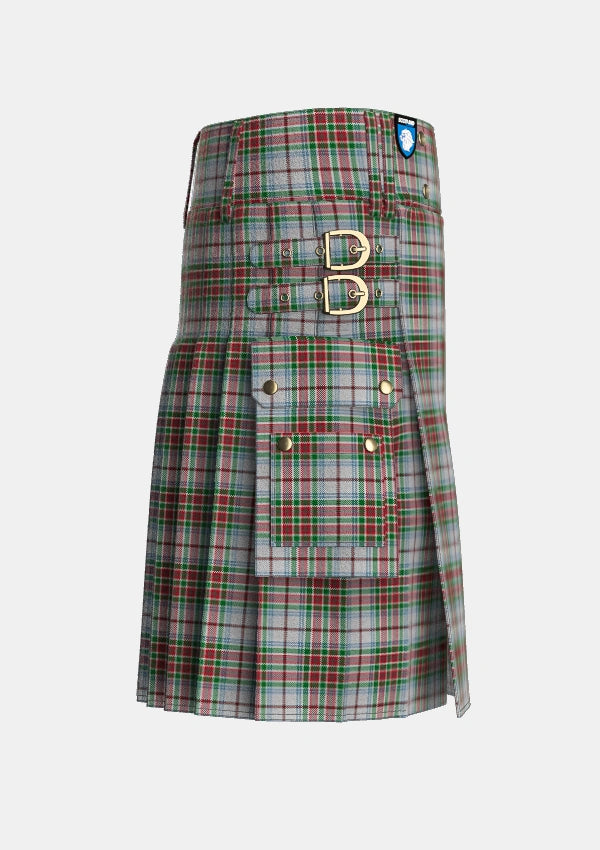Utility_MacBean_Dress_Tartan_2415_kilt_right_image_with_pleated_design_and_adjustable_buckles_for_men