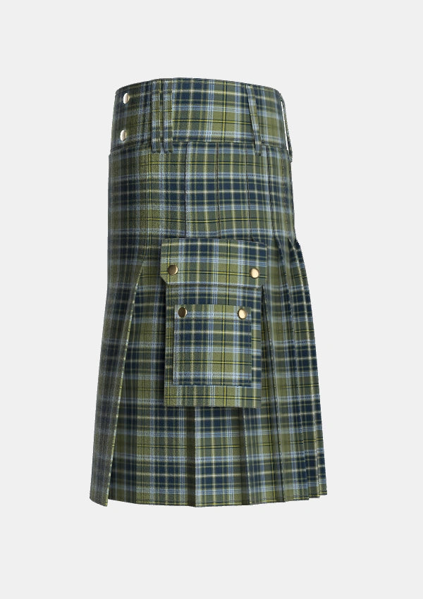 Utility_MacBean_Hunting_Tartan_13595_kilt_left_image_with_pleated_design_and_adjustable_buckles_for_men