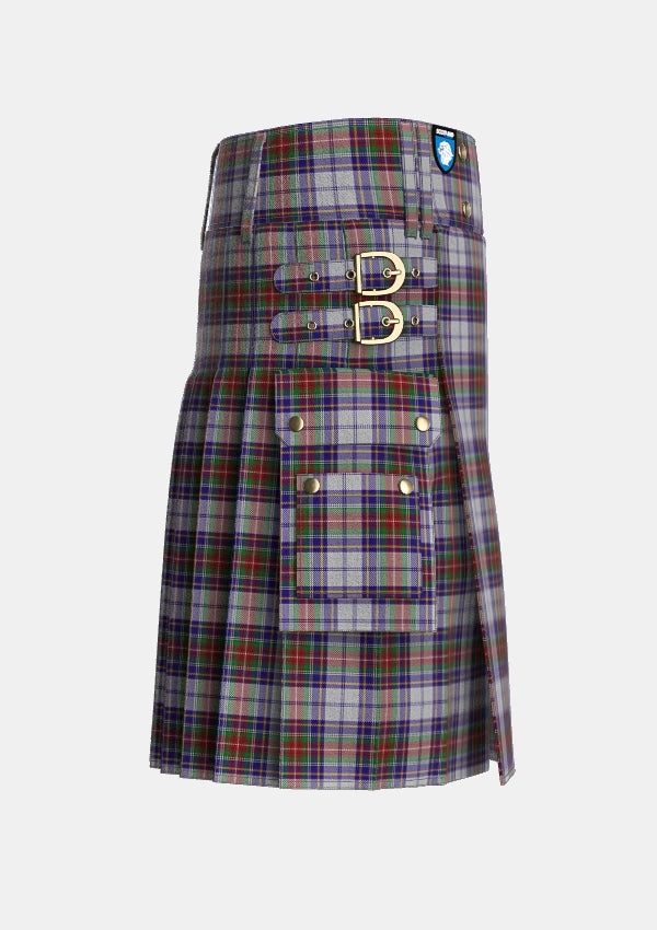 Utility_MacBeth_Dress_Tartan_3319_kilt_right_image_with_pleated_design_and_adjustable_buckles_for_men