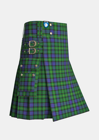 Utility_MacBride_Tartan_2144_kilt_side_image_with_pleated_design_and_adjustable_buckles_for_men