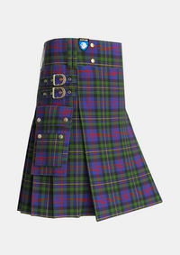 Utility_MacCallum_of_Berwick_Tartan_492_kilt_side_image_with_pleated_design_and_adjustable_buckles_for_men