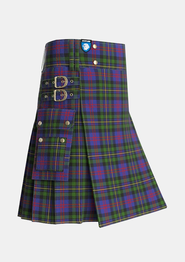 Utility_MacCallum_of_Berwick_Tartan_492_kilt_side_image_with_pleated_design_and_adjustable_buckles_for_men