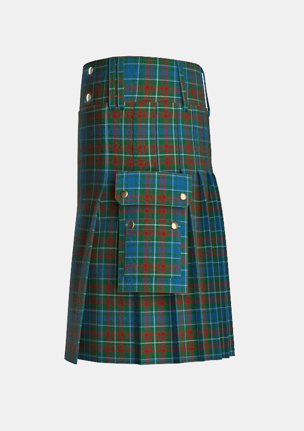 Utility_MacConnell_Tartan_141_kilt_left_image_with_pleated_design_and_adjustable_buckles_for_men