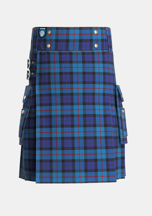 Utility_MacCorquodale_2_Tartan_3335_kilt_front_image_with_pleated_design_and_adjustable_buckles_for_men
