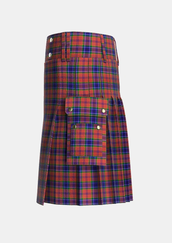 Utility_MacCreary_Personal_Tartan_3338_kilt_left_image_with_pleated_design_and_adjustable_buckles_for_men