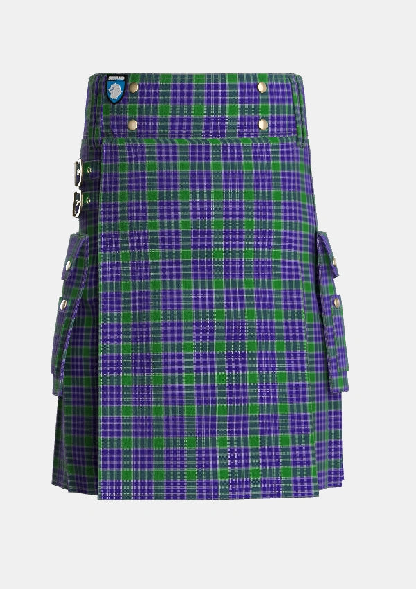 Utility_MacDonald_Lord_of_the_Isles_Hunting_2_Tartan_3267_kilt_front_image_with_pleated_design_and_adjustable_buckles_for_men