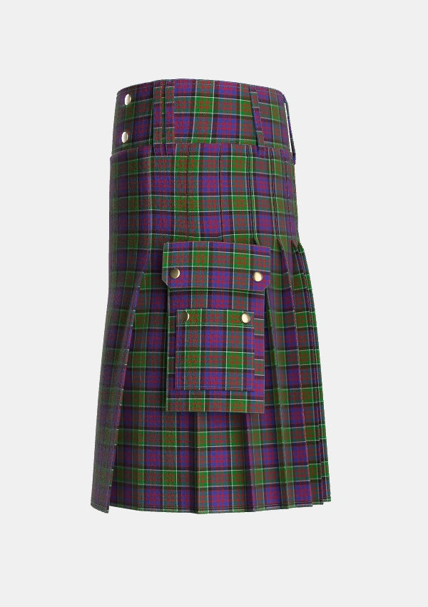 Utility_MacDonald_of_Clanranald_1_Tartan_427_kilt_left_image_with_pleated_design_and_adjustable_buckles_for_men