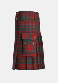 Utility_MacDonald_of_Glencoe_Tartan_1012_kilt_left_image_with_pleated_design_and_adjustable_buckles_for_men