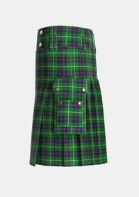 Utility_MacDonald_of_The_Isles_2_Tartan_1366_kilt_left_image_with_pleated_design_and_adjustable_buckles_for_men