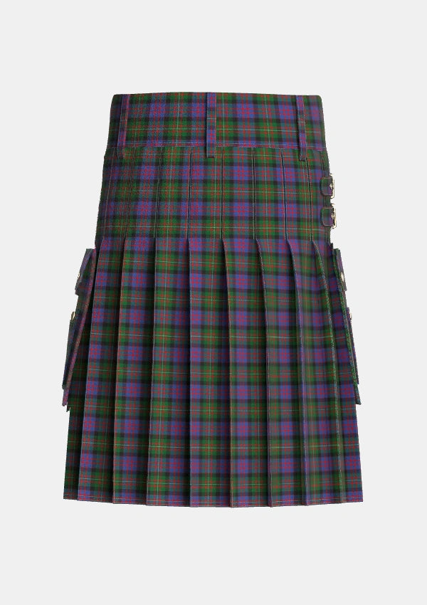Utility_MacDonell_of_Glengarry_2_Tartan_472_kilt_back_image_with_pleated_design_and_adjustable_buckles_for_men