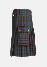 Utility_MacDonell_of_Glengarry_2_Tartan_472_kilt_left_image_with_pleated_design_and_adjustable_buckles_for_men