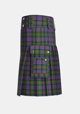 Utility_MacDonell_of_Glengarry_Tartan_471_kilt_left_image_with_pleated_design_and_adjustable_buckles_for_men