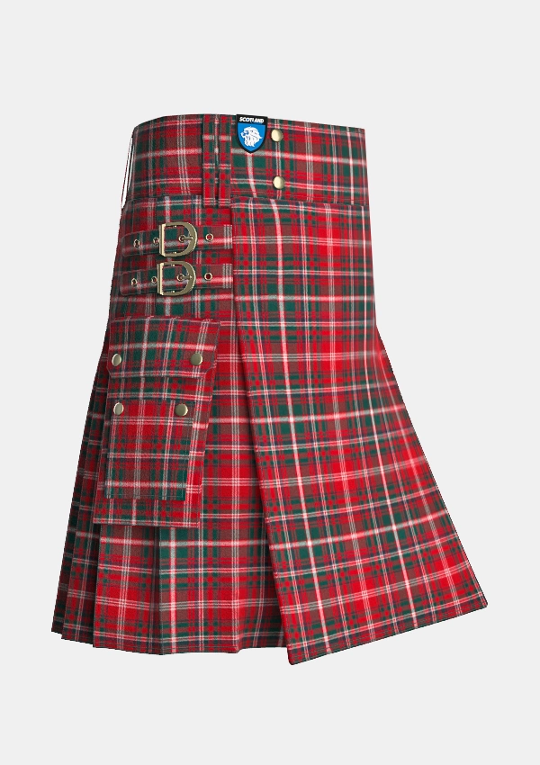 Utility_MacDougall_Modern_Tartan_kilt_side_image_with_pleated_design_and_adjustable_buckles_for_men