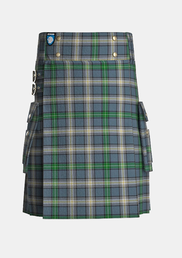 Utility_MacDowall_Tartan_7260_kilt_front_image_with_pleated_design_and_adjustable_buckles_for_men