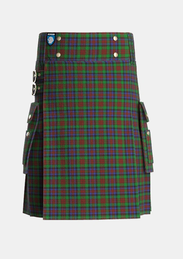 Utility_MacDuff_Hunting_Tartan_1654_kilt_front_image_with_pleated_design_and_adjustable_buckles_for_men