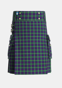 Utility_MacEachain_Tartan_3359_kilt_front_image_with_pleated_design_and_adjustable_buckles_for_men