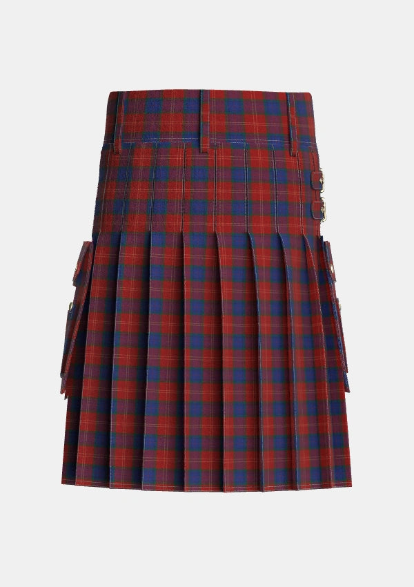Utility_MacEdward_MacGregor_Hastie_Tartan_1358_kilt_back_image_with_pleated_design_and_adjustable_buckles_for_men